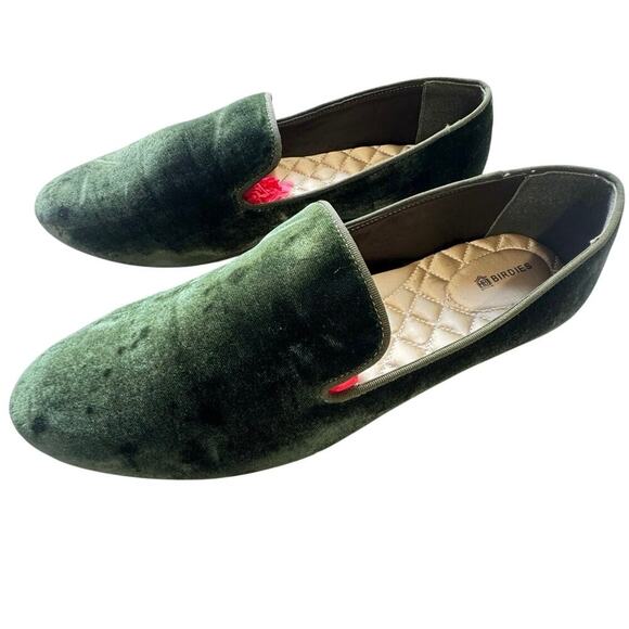 Birdies The Starling Loafers Velvet Semi Formal Flats In Moss Green Size 10 - Picture 7 of 12